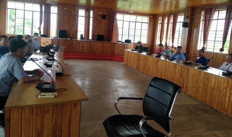 Peren District Task Force on COVID-19 meeting held at Conference Hall, District Hq Peren under the chairmanship of DC Peren-cum-DTF Chairman, Sentiwapang Aier, NCS on August 3. (DIPR Photo)